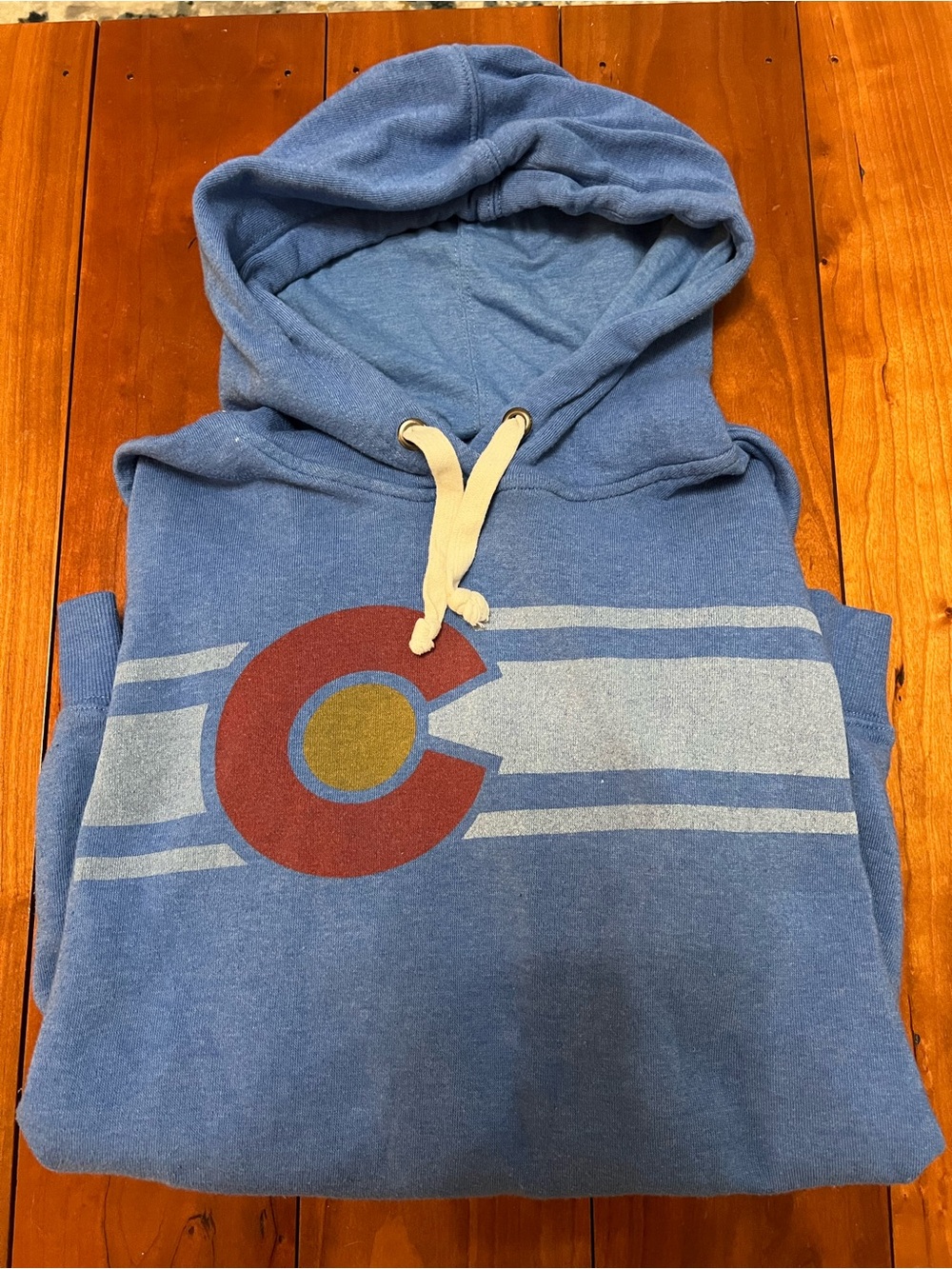 Graphic Hooded Sweatshirt with State of Colorado Logo—so soft/great condition!